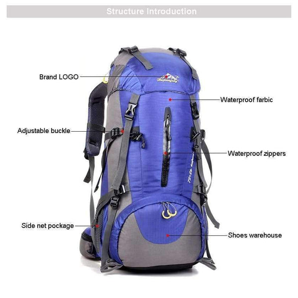Planet Gates Travel Hiking Backpack 50L, Sports Bag For Women Men, Outdoor Camping Climbing Bag, Mountaineering Rucksack