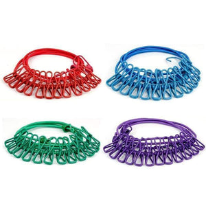 Planet Gates Travel Stretchy Clothesline Outdoor Camping Windproof Clothes Line With 12 Clamp Clips Hooks Camp Equipment Tool