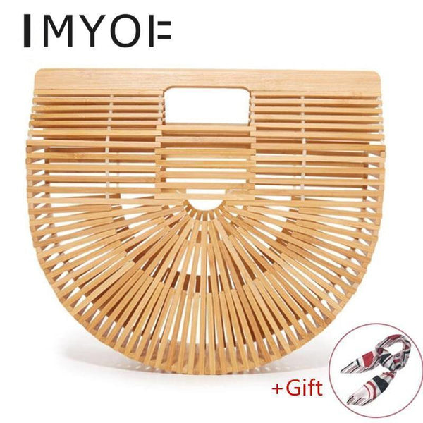 Planet Gates Travel Vacation Totes Bamboo Handbag For Ladies Women Handbag Female Handmade Woven Straw Beach Bag Summer Women's Purse