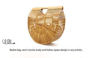 Planet Gates Travel Vacation Totes Bamboo Handbag For Ladies Women Handbag Female Handmade Woven Straw Beach Bag Summer Women's Purse