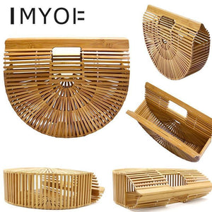 Planet Gates Travel Vacation Totes Bamboo Handbag For Ladies Women Handbag Female Handmade Woven Straw Beach Bag Summer Women's Purse