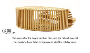Planet Gates Travel Vacation Totes Bamboo Handbag For Ladies Women Handbag Female Handmade Woven Straw Beach Bag Summer Women's Purse