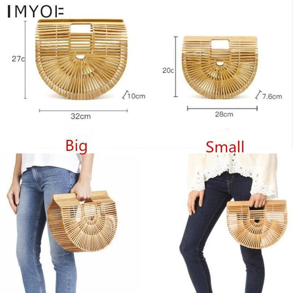Planet Gates Travel Vacation Totes Bamboo Handbag For Ladies Women Handbag Female Handmade Woven Straw Beach Bag Summer Women's Purse