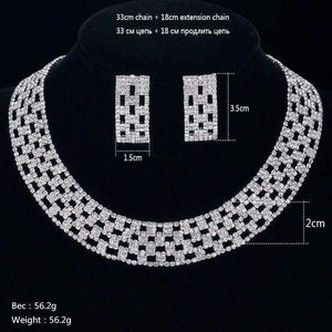 Planet Gates TREAZY Luxury Crystal Bridal Jewelry Sets Silver Color Rhinestone Choker Necklace Wedding Engagement Jewelry Sets for Women