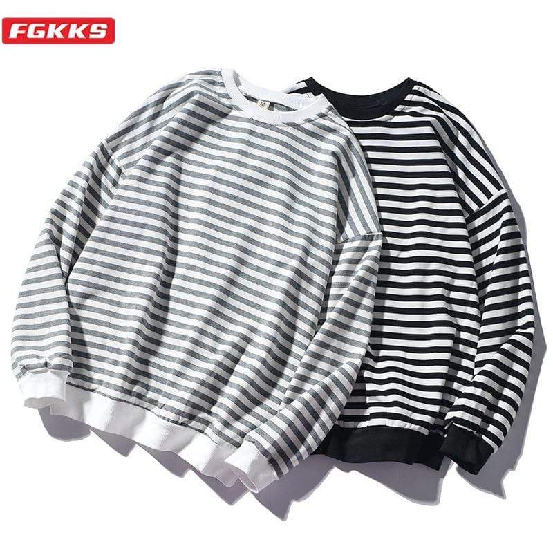 Planet Gates Trend Brand Men Stripe Sweatshirt Tops Men's Fashion Wild Comfortable Hoodies O-Neck Casual Sweatshirts
