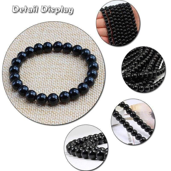 Trendy  Black Bracelet Natural Stone Yellow Turquoises Beaded Handchain Jesus Cross Bangles Women Jewelery Lover Accessories