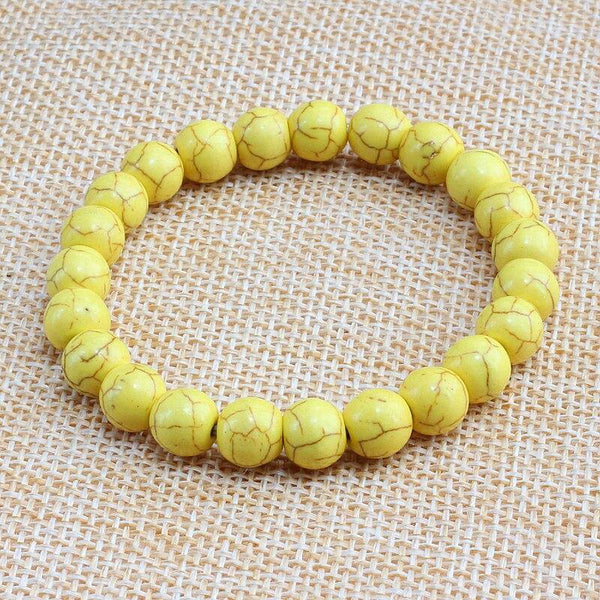 Trendy  Black Bracelet Natural Stone Yellow Turquoises Beaded Handchain Jesus Cross Bangles Women Jewelery Lover Accessories