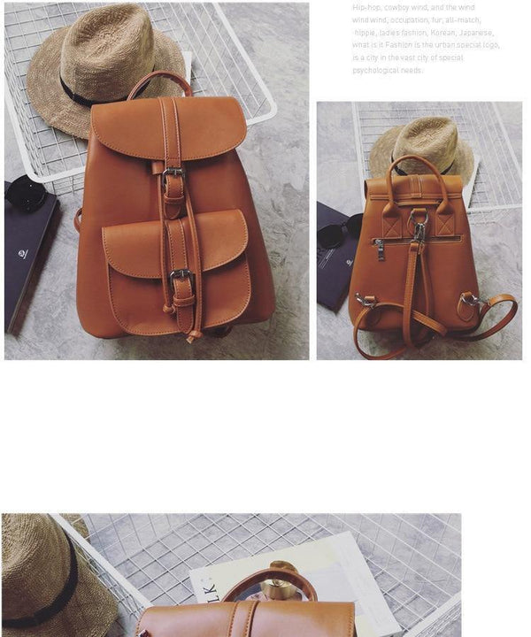 Planet Gates Trendy Female Drawstring PU Leather Backpacks Teenage Girls Small School Bags Women High Quality Casual Rucksack