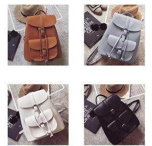 Planet Gates Trendy Female Drawstring PU Leather Backpacks Teenage Girls Small School Bags Women High Quality Casual Rucksack