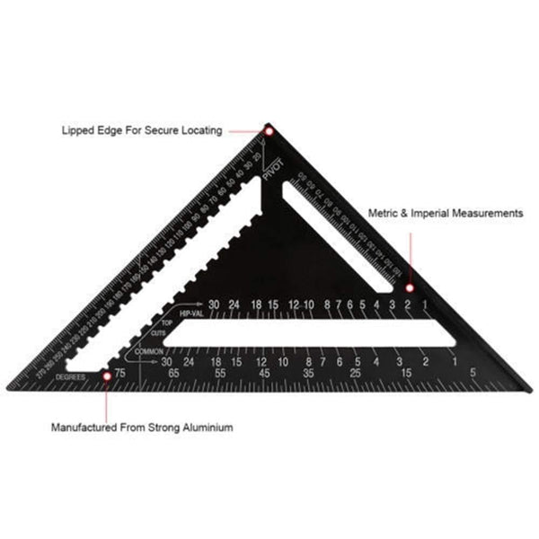 Triangle Ruler 7/12 inch Square Triangle Angle Protractor Measuring Tool Woodworking Gauges Protractors Trammel Aluminum Alloy