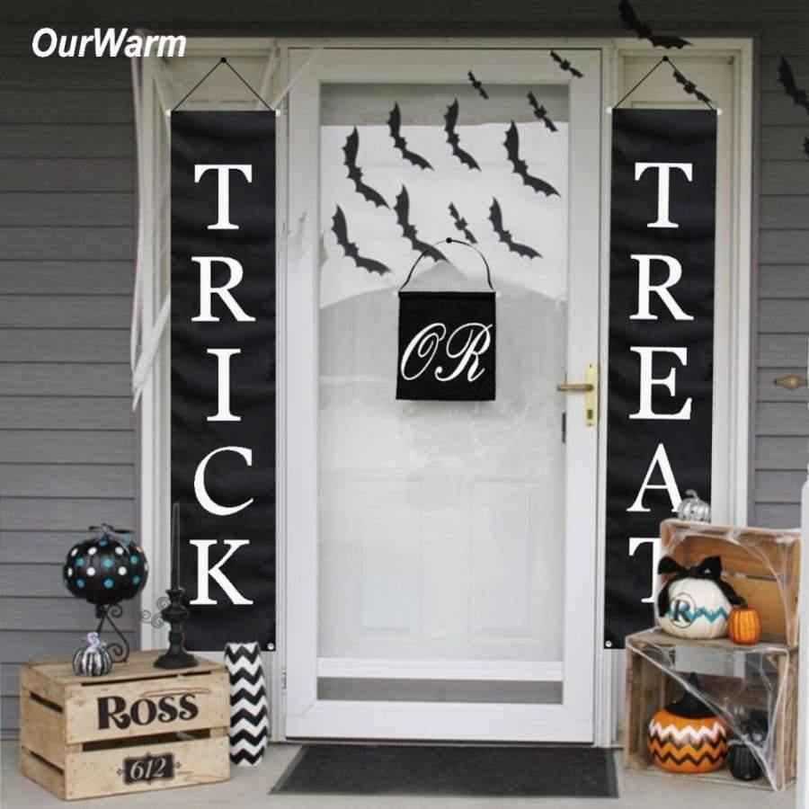 Planet Gates Trick or Treat Halloween Banner Party DIY Outdoor Decoration Home Door Sign Funny Festival Supplies for Kids