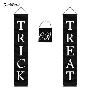 Planet Gates Trick or Treat Halloween Banner Party DIY Outdoor Decoration Home Door Sign Funny Festival Supplies for Kids