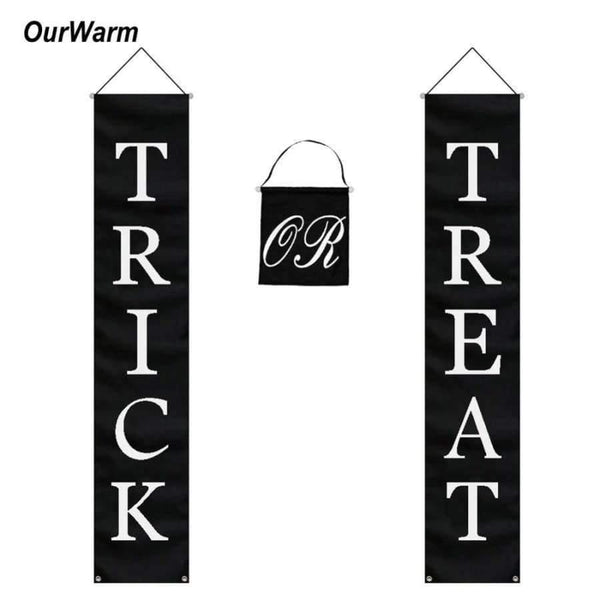 Planet Gates Trick or Treat Halloween Banner Party DIY Outdoor Decoration Home Door Sign Funny Festival Supplies for Kids