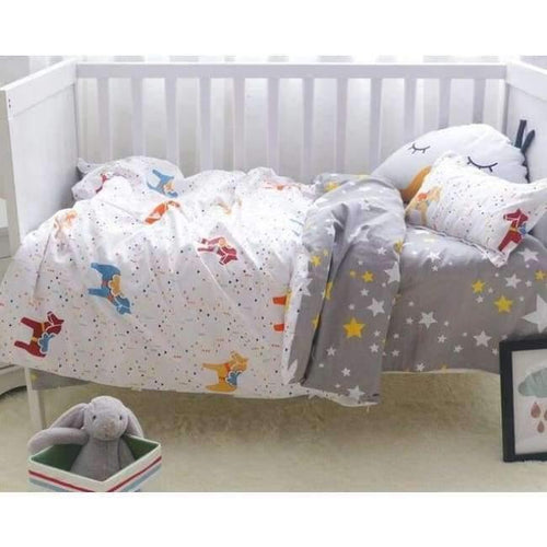 Planet Gates Trojan horse 3Pcs Baby Bedding Set Cotton Crib Sets Baby Cot Set Including Duvet Cover +Pillowcase +Flat Sheet Kindergarten bedding Sets