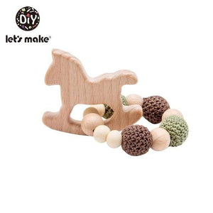 Planet Gates Trojan Let's Make 1PC Wooden Teether Hedgehog Crochet Beads Wood Crafts Ring Engraved Bead Baby Teether Wooden Toys For Baby Rattle