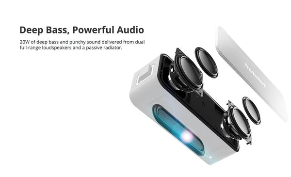 Planet Gates Tronsmart T2 Plus Bluetooth 5.0 Speaker 20W Portable Speaker 24H Column IPX7 Soundbar with NFC,Voice Assistant,Micro SD