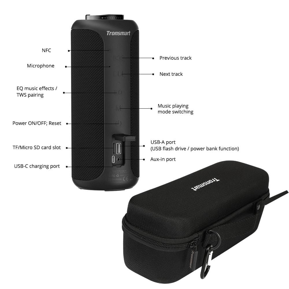 Planet Gates Tronsmart T6 Plus (Upgraded Edition) Bluetooth 5.0 Speaker 40W Portable Speaker IPX6 Column with NFC,TF Card,USB Flash Drive