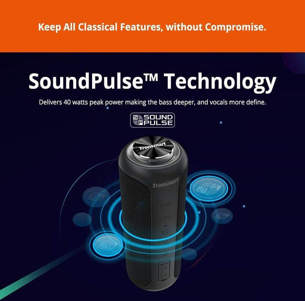 Planet Gates Tronsmart T6 Plus (Upgraded Edition) Bluetooth 5.0 Speaker 40W Portable Speaker IPX6 Column with NFC,TF Card,USB Flash Drive