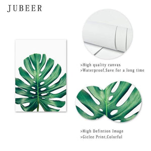 Planet Gates Tropical Leaf Print Posters Monstera Leaf Palm Banana Canvas Painting Green Leaves Wall Art Living Room Decoration Pictures