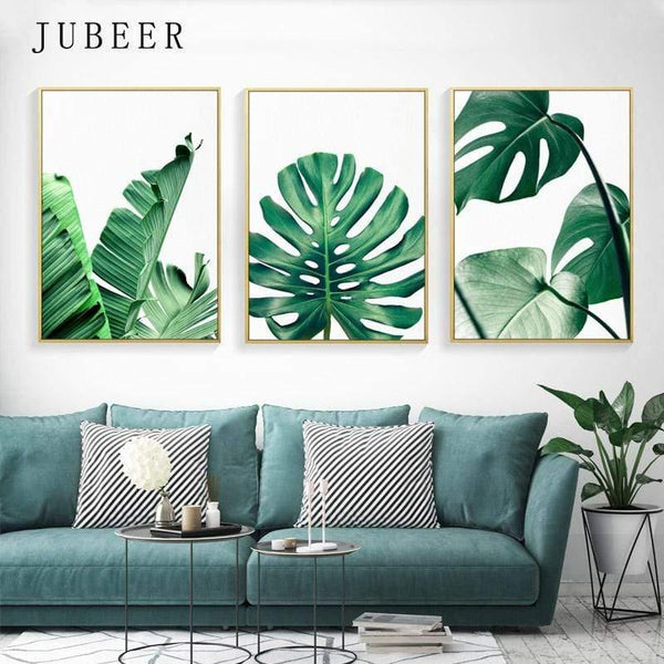 Planet Gates Tropical Leaf Print Posters Monstera Leaf Palm Banana Canvas Painting Green Leaves Wall Art Living Room Decoration Pictures
