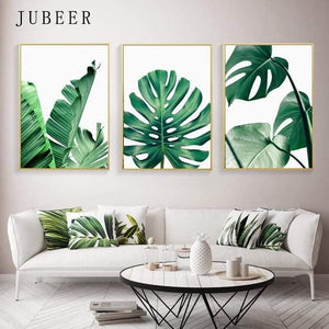Planet Gates Tropical Leaf Print Posters Monstera Leaf Palm Banana Canvas Painting Green Leaves Wall Art Living Room Decoration Pictures