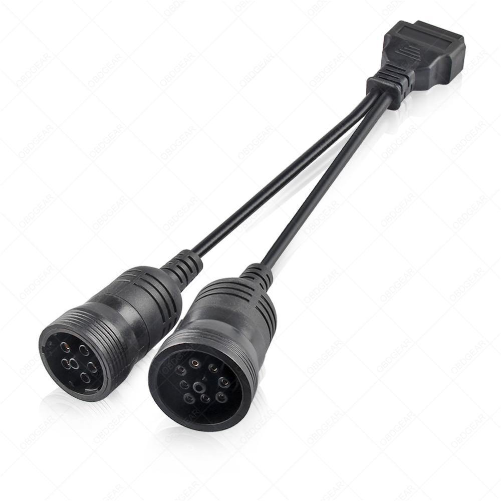 Planet Gates Truck Diagnose Interface Female 16 Pin OBD2 6 & 9 Pin Adapter Cable for Automotive Diagnostic Tool Scanner Tool Truck diagnostic
