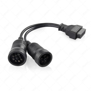 Planet Gates Truck Diagnose Interface Female 16 Pin OBD2 6 & 9 Pin Adapter Cable for Automotive Diagnostic Tool Scanner Tool Truck diagnostic