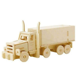 Planet Gates Truck DIY 3D Wooden Car Truck Puzzle Game Children Kids Natural Color Toy Model Building Kits Educational Hobbies Gift JP237