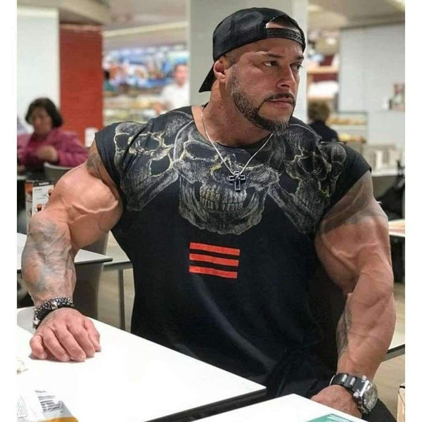 Planet Gates Tshirt 2018 New Printing Skull Summer Short Sleeved T-shirt Men Cotton Muscle Bodybuilding Train O-neck Shirt High-quality