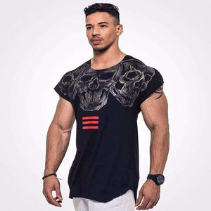 Planet Gates Tshirt 2018 New Printing Skull Summer Short Sleeved T-shirt Men Cotton Muscle Bodybuilding Train O-neck Shirt High-quality