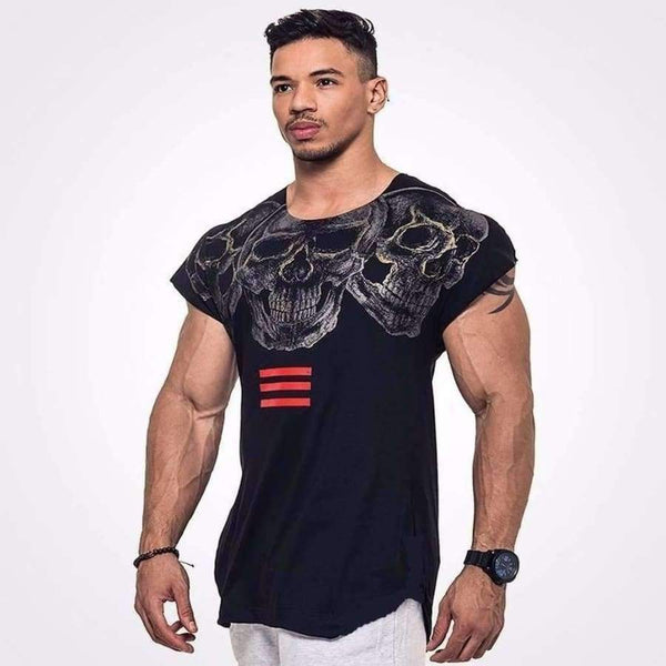 Planet Gates Tshirt 2018 New Printing Skull Summer Short Sleeved T-shirt Men Cotton Muscle Bodybuilding Train O-neck Shirt High-quality