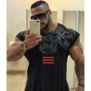 Planet Gates Tshirt 2018 New Printing Skull Summer Short Sleeved T-shirt Men Cotton Muscle Bodybuilding Train O-neck Shirt High-quality