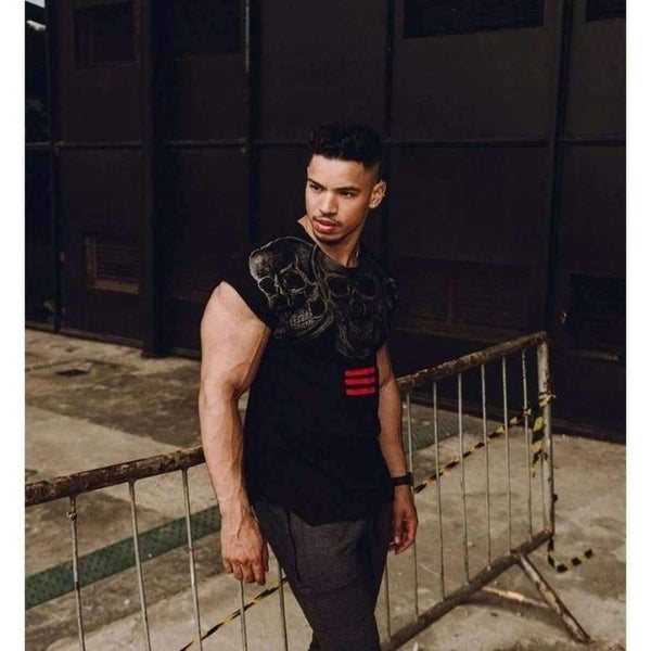 Planet Gates Tshirt 2018 New Printing Skull Summer Short Sleeved T-shirt Men Cotton Muscle Bodybuilding Train O-neck Shirt High-quality