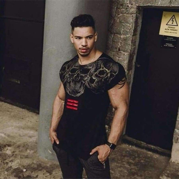 Planet Gates Tshirt 2018 New Printing Skull Summer Short Sleeved T-shirt Men Cotton Muscle Bodybuilding Train O-neck Shirt High-quality