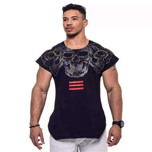Planet Gates Tshirt 2018 New Printing Skull Summer Short Sleeved T-shirt Men Cotton Muscle Bodybuilding Train O-neck Shirt High-quality