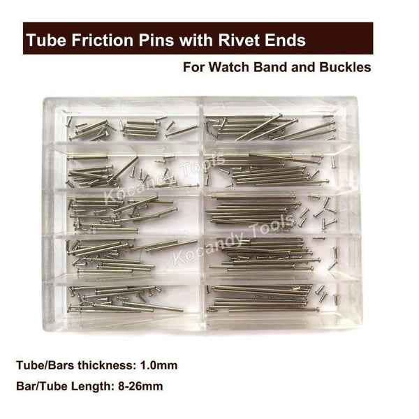 Planet Gates Tube Friction Pin Pressure Bars Pins & Rivet Ends for Watch Band Clasp Straps Buckles Bracelets Thickness 1.0mm 100 pcs 8 - 26mm
