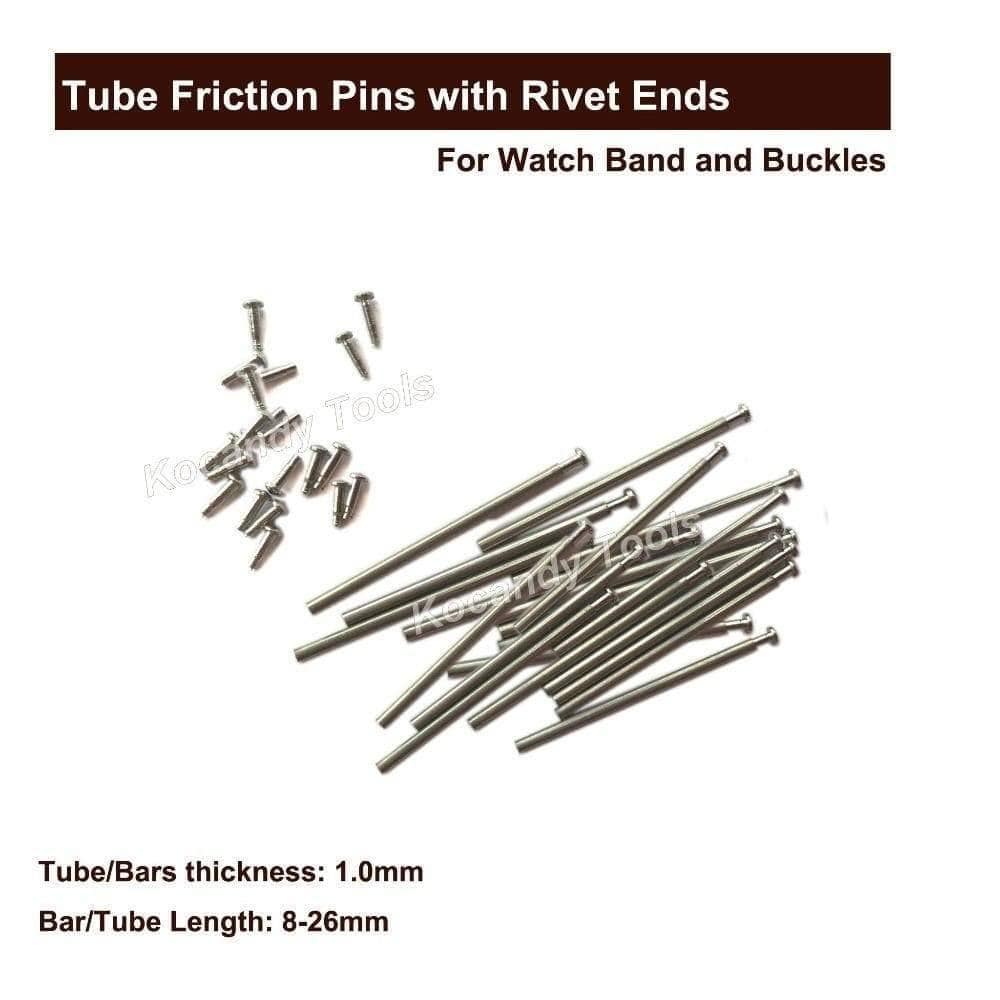 Planet Gates Tube Friction Pin Pressure Bars Pins & Rivet Ends for Watch Band Clasp Straps Buckles Bracelets Thickness 1.0mm 100 pcs 8 - 26mm