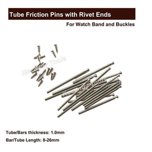 Planet Gates Tube Friction Pin Pressure Bars Pins & Rivet Ends for Watch Band Clasp Straps Buckles Bracelets Thickness 1.0mm 100 pcs 8 - 26mm
