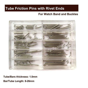 Planet Gates Tube Friction Pin Pressure Bars Pins & Rivet Ends for Watch Band Clasp Straps Buckles Bracelets Thickness 1.0mm 100 pcs 8 - 26mm
