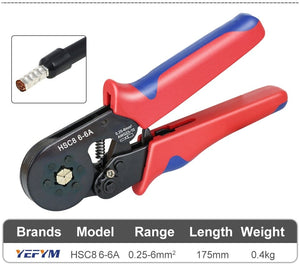 Planet Gates Tubular Terminal Crimping Pliers HSC8 6-4/6-6/16-6（max 0.08-16mm²）wire mini Ferrule crimper tools YEFYM Household electrical kit