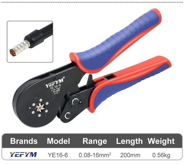Planet Gates Tubular Terminal Crimping Pliers HSC8 6-4/6-6/16-6（max 0.08-16mm²）wire mini Ferrule crimper tools YEFYM Household electrical kit