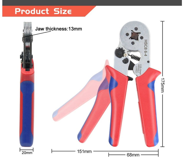 Planet Gates Tubular Terminal Crimping Pliers HSC8 6-4/6-6/16-6（max 0.08-16mm²）wire mini Ferrule crimper tools YEFYM Household electrical kit