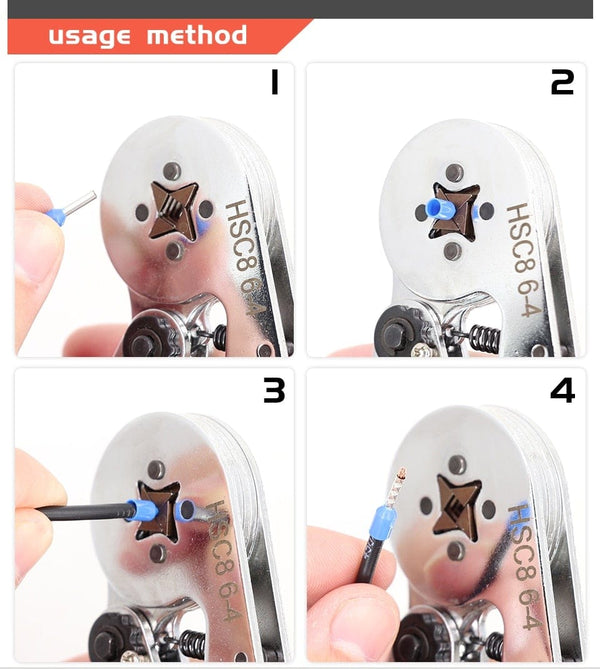 Planet Gates Tubular Terminal Crimping Pliers HSC8 6-4/6-6/16-6（max 0.08-16mm²）wire mini Ferrule crimper tools YEFYM Household electrical kit