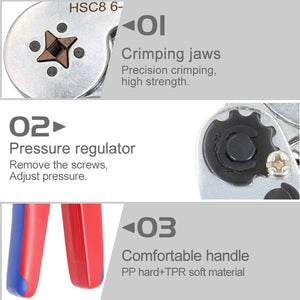 Planet Gates Tubular Terminal Crimping Pliers HSC8 6-4/6-6/16-6（max 0.08-16mm²）wire mini Ferrule crimper tools YEFYM Household electrical kit