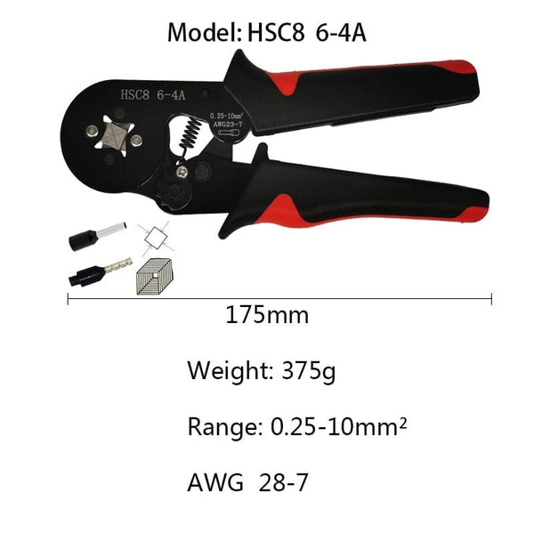 Planet Gates Tubular Terminal Crimping Tool Mini Electrician's Pliers Hand Tools HSC8 6-4 0.06-10mm2 28-7AWG High Precision Pliers Set
