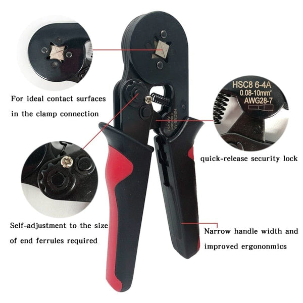 Planet Gates Tubular Terminal Crimping Tool Mini Electrician's Pliers Hand Tools HSC8 6-4 0.06-10mm2 28-7AWG High Precision Pliers Set