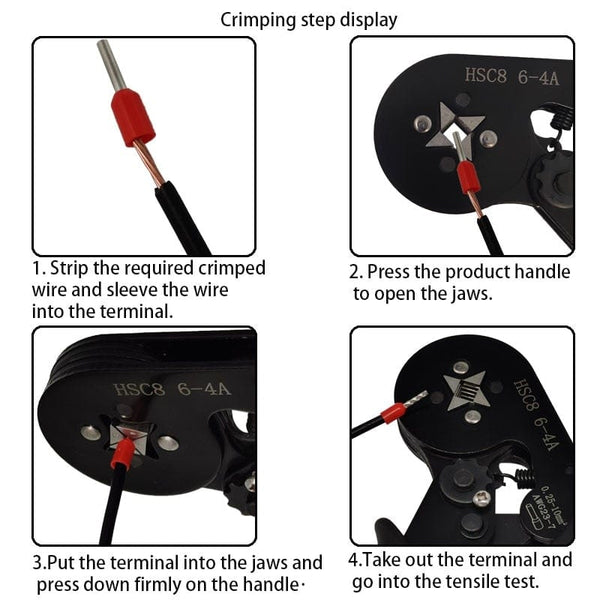 Planet Gates Tubular Terminal Crimping Tool Mini Electrician's Pliers Hand Tools HSC8 6-4 0.06-10mm2 28-7AWG High Precision Pliers Set