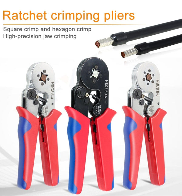 Planet Gates Tubular Terminal Crimping Tools Mini Electrical Pliers HSC8 6-4A/6-4 0.25-10mm² 23-7AWG 6-6 0.25-6mm² High Precision Clamp Sets