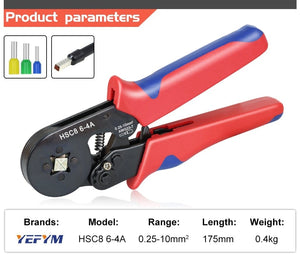 Planet Gates Tubular Terminal Crimping Tools Mini Electrical Pliers HSC8 6-4A/6-4 0.25-10mm² 23-7AWG 6-6 0.25-6mm² High Precision Clamp Sets