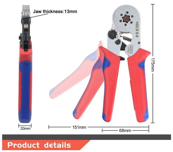 Planet Gates Tubular Terminal Crimping Tools Mini Electrical Pliers HSC8 6-4A/6-4 0.25-10mm² 23-7AWG 6-6 0.25-6mm² High Precision Clamp Sets